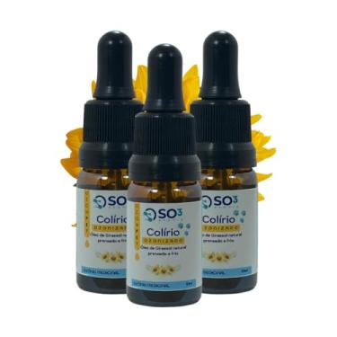 Imagem de Kit 3 Colírio Natural Ozonizado para Pet 10ml Óleo de Girassol Ozonizado "SO3 Ozônio" para Pets e Animais com problemas nos olhos! Colírio Veterinário.