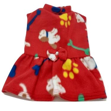 Imagem de Vestido de inverno soft cachorro vermelho estampado tam M