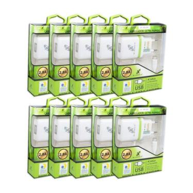 Imagem de Kit com 10 un de carregador de celular ultra rápido v8 com entrada USB