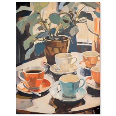 Imagem de MWZUPQ Pintura de café retrô arte de parede vintage viagem comida pôsteres bar carrinho decoração aconchegante cozinha arte decoração de parede para cafeteria casa bar 30,5 x 40,6 cm sem moldura