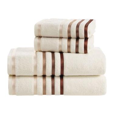 Imagem de Kit Jogo De Toalhas Karsten 4 Peças Banhão e Rosto Lumina Fio Penteado