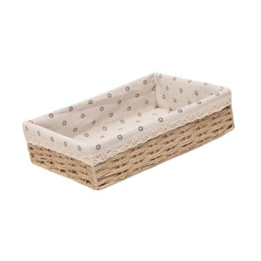 Imagem de DimyFew Armazenamento de cesto de cesta de cesto de bandeja decorativa caixa de decoração de macramamento para café da manhã, 35cmx25cmx9cm