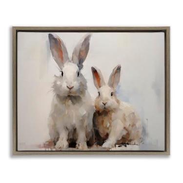 Imagem de Stupell Industries Design de arte de parede em tela emoldurada Fluffy Spring Bunnies Brown Floater por Arlington Prints, 53 x 43 cm