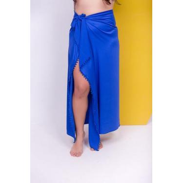 Imagem de Canga Saída de Praia Azul Royal Feminina Versátil e Elegante - SegueoS