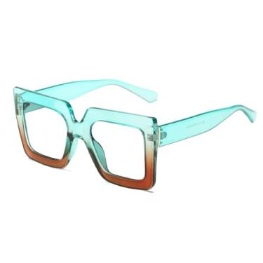 Imagem de Óculos de sol femininos, armações clássicas, armação grande, óculos de grau planos, moda masculina, óculos de sol retrô, UV400, chá verde, tamanho único