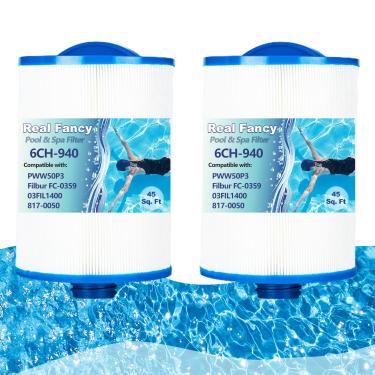 Imagem de Real Fancy Cartucho de filtro de spa 6CH-940 substitui PWW50P3 (não PWW50P4), Filbur FC-0359, 817-0050, 25252, 03FIL1400, filtro de rosca SAE de 1 1/5.1 cm, 45 pés quadrados, pacote com 2