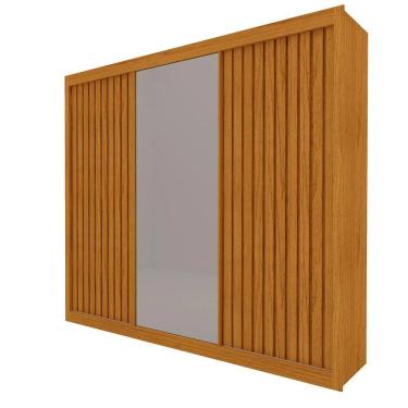 Imagem de Guarda-Roupa Ripado com Espelho 3 Portas Royale Naturale - Gelius Móveis