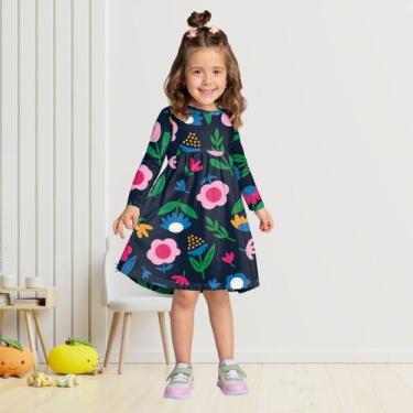 Imagem de Vestido Infantil Menina Inverno Meia Malha Manga Longa Confortável Mod