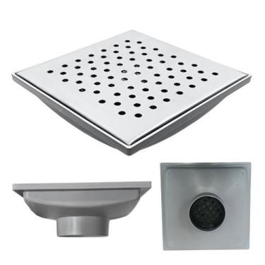 Imagem de Ralo Quintal 20x20 Inox 304 modelo Bolinha Coletor Cinza Saída 100mm e