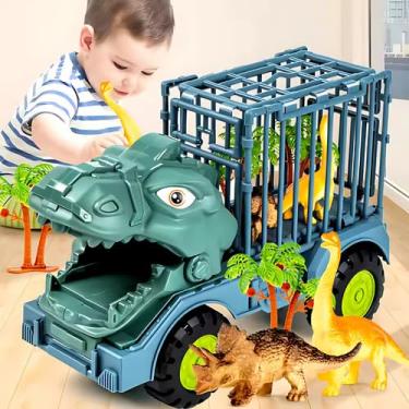Imagem de Caminhão Carrinho + 4 Dinossauros Safari Brinquedo Crianças