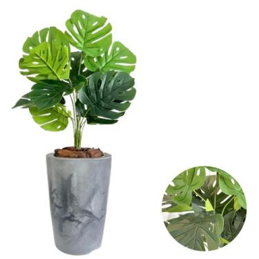 Imagem de Planta Costela de Adão Com Vaso Cone Marmorizado Decoração - PlantaImp