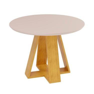 Imagem de Mesa de Jantar Redonda 4 Lugares Tampo Chanfrado 103,5cm com Vidro Kia