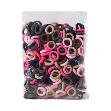 Imagem de 100 Elásticos de Cabelo Coloridos de Nylon para Meninas - Para Rabo de