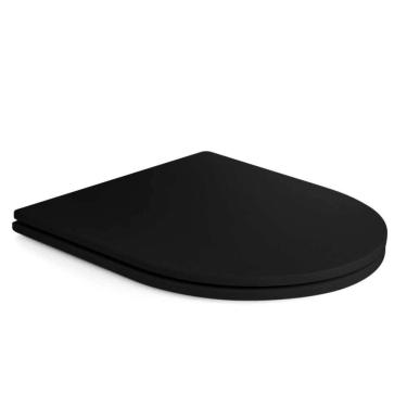 Imagem de Assento Sanitário Poliéster Luxo Carrara Preto Fosco Para Vaso Deca Com Ferragem Dourada