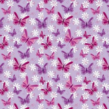 Imagem de Papel Parede Lilas Escuro Com Borboletas Vermelhas E Lilas