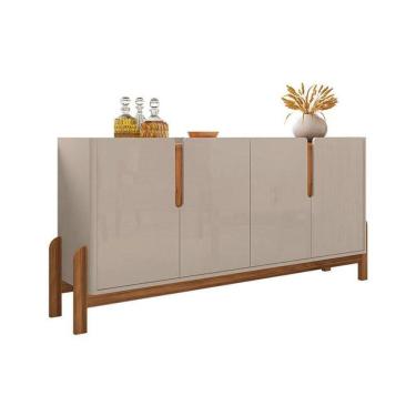 Imagem de Aparador Buffet Lizz 170cm Pés Madeira Off White/Cedro