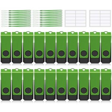 Imagem de Pen drive USB de 32 GB, pacote com 20 unidades de pen drive AGECASH USB 2.0, pacote com várias unidades, pendrive com zíper e etiquetas e cordões, pacote com unidade de salto USB para armazenamento de