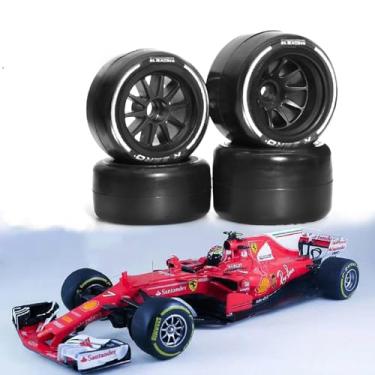 Imagem de Chanjorlin 1/10 RC F1 Front and Rear Tires and Wheels 14mm Hex RC Drift Racing Hot Melt Tyres for 1/10 RC Formula One F1 Car Tamiya F104 PROII 58652 TRF104 42389 PANCAR KIT Teampowers TP 4PCS