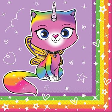 Imagem de Guardanapos de papel com estampa de gatinho de unicórnio da Rainbow Butterfly - 16 peças