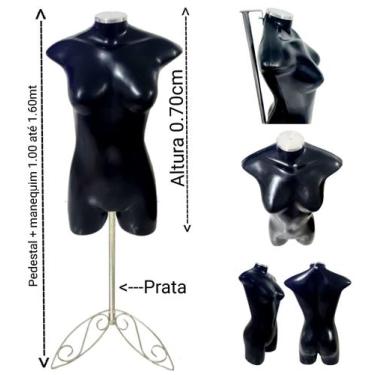 Imagem de Manequim feminino adulto (meio corpo jó n.36) preto com tampa + pedest