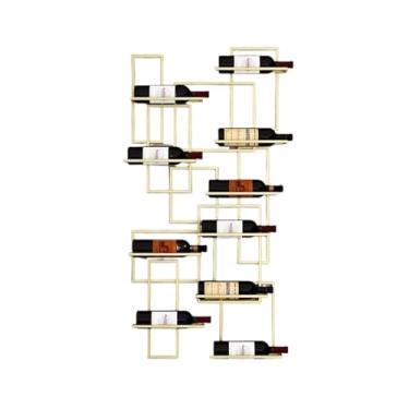 Imagem de Suporte para Vinhos Rack de vinho montado na parede, rack de exibição de vinho para casa, rack decorativo, rack de vidro de vinho, de cabeça para baixo, rack de suspensão de parede Porta-Garrafas(Gold
