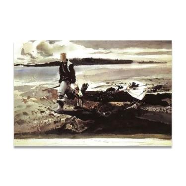 Imagem de Impressão em tela The Coot Hunter Andrew Wyeth - Arte de realismo americano, aquarela e pintura de têmpera de ovo para decoração de casa 30 x 45 cm