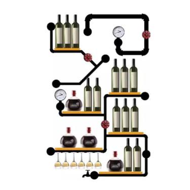 Imagem de Suporte para Vinhos Criativo estilo industrial refrigerador de vinho casa rack de vinho montado na parede prateleira de tubo de ferro decoração de parede Porta-Garrafas