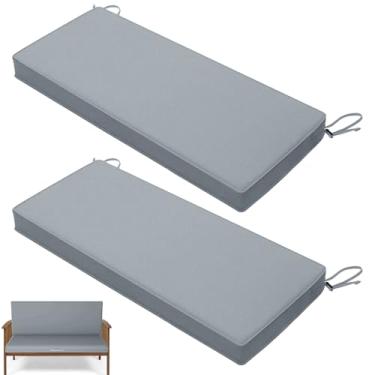 Imagem de Iristykilin Pacote com 2 almofadas de banco para ambientes externos - 121 x 45,7 cm à prova d'água para móveis de pátio, almofada de balanço para varanda com laços e alça, almofada de sofá de alta