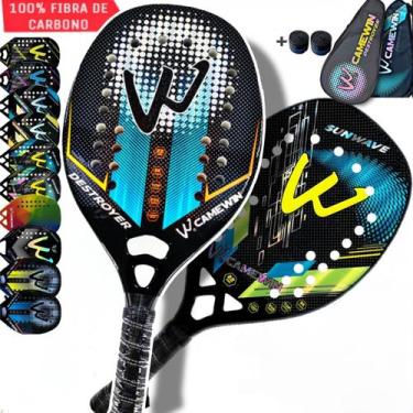 Imagem de Kit 2 Raquetes Beach Tennis Camewin 100% Fibra De Carbono 3K