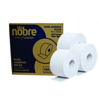Imagem de 16 Rolo Papel Higiênico Rolão 9Cmx300M 100% Celulose (2Cxs) - Nobre