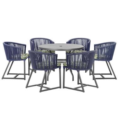 Imagem de Mesa com 6 Cadeiras de Jantar Roma 120cm e Noronha em Alumínio