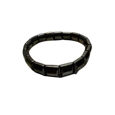 Imagem de Pulseira Elástica Hematita Lisa Magnética 8mm Emagrecimento Proteção