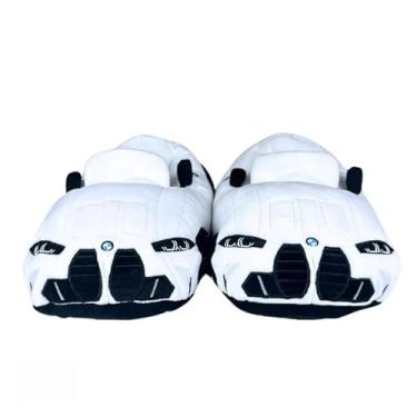 Imagem de Pantufa de Carro, Pantufas de Auto Divertidas, Chinelos de Pelúcia para Fã de Carros (Branco, BR, Adulto, Alfa, Único)