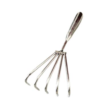 Imagem de Fenteer aço inoxidável, ancinho de garra, cabo confortável, portátil, fácil de usar, ancinho de mão, ferramenta para soltar folhas, conchas de frutos do mar , 5 Dentes 5cm