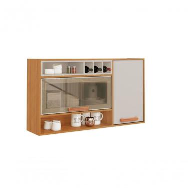 Imagem de Armário Aéreo 2 Portas 120cm Vidro Reflecta Nicho Adega Nápoles - Itatiaia Cinamomo-off White