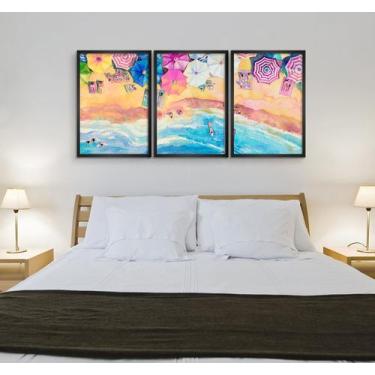 Imagem de Quadro Decorativo Conjunto de 3 Quadros Areia da Praia Guarda Sol - Ga