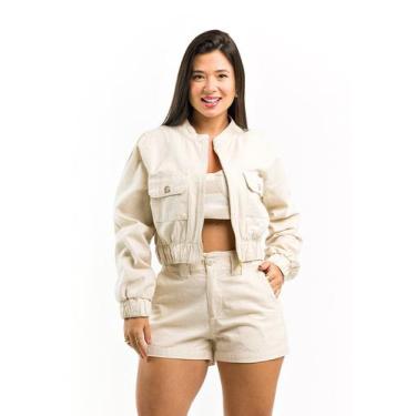 Imagem de Jaqueta Bomber de Linho Premium Feminina com Ziper - Restrito Jeans, 5