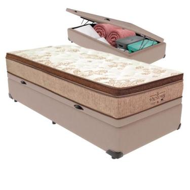 Imagem de Cama Box Baú e Colchão Victory Molas V-tech 78x188x30, Bege