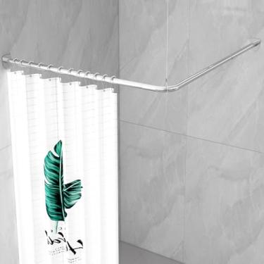 Imagem de Yampos Varão de cortina de chuveiro em forma de L com base de proteção exclusiva – Haste de banheiro de canto ajustável de 61 cm x 61 cm a 138 cm, trilho quadrado resistente à prova de ferrugem, 12