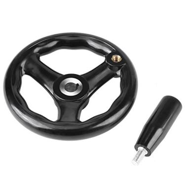 Imagem de Roda de mão redonda preta de 3 raios com alça giratória para fresadora de torno 12 x 125 mm