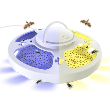 Imagem de Lickoon 2 pacotes de armadilhas de pulgas para dentro de sua casa com 6 almofadas adesivas e cabo USB, armadilhas de luz para pulgas para casa, dispositivo de controle de pragas para insetos mariposas