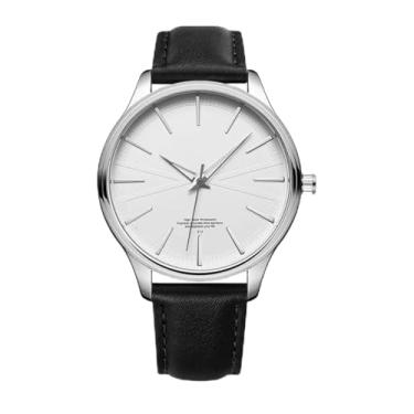 Imagem de Relógio Masculino Análogico Cor Prata Com Pulseira de Couro Preta Resistente À Água Moderno De Luxo Social 43mm Quartzo Casual Importado Resistente