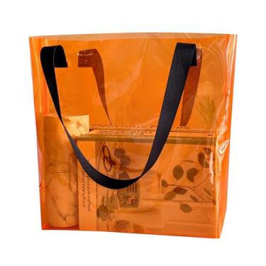 Imagem de TotePrint Bolsa de praia impermeável transparente 12,5 x 30 x 11 cm à prova de areia com alças, PVC resistente para piscina e viagens, B090-d2106-2-weave Handle, Large, Bolsa de praia