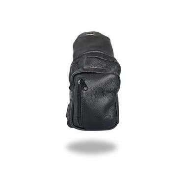 Imagem de Pochete Peitoral em Couro Preto Liso - MB Confecções
