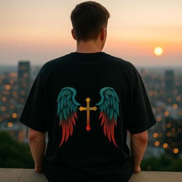 Imagem de Camiseta Streetwear Oversized Masculina Isaías - swagon, 2, G