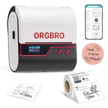 Imagem de ORGBRO Máquina de fazer etiquetas Z3 com fita, impressora térmica Bluetooth de 7 cm, impressora de adesivos portátil para pequenas empresas, escritório, organização doméstica, código de barras