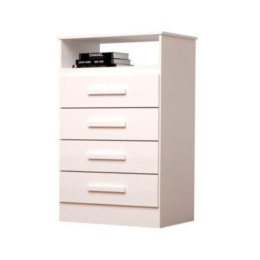 Imagem de Cômoda Infantil Haiti 4 Gavetas E Nicho Superior 100% Mdf Linhamobília Branco