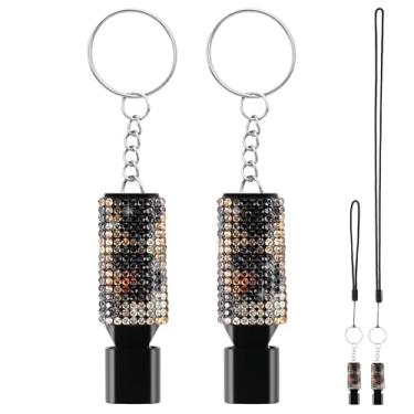 Imagem de Biiange Pacote com 2 apitos pretos brilhantes, apito para treinadores com cordão, apitos esportivos de árbitros de treinadores, esportes de metal alto para treinadores, árbitros e caminhantes (preto)