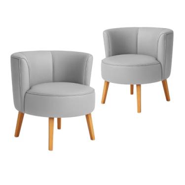 Imagem de Kit 2 Cadeiras Poltrona para Recepção Resistente Decor Clínica Tecido Corano Pés de Madeira MOBLAN decor (Cinza)