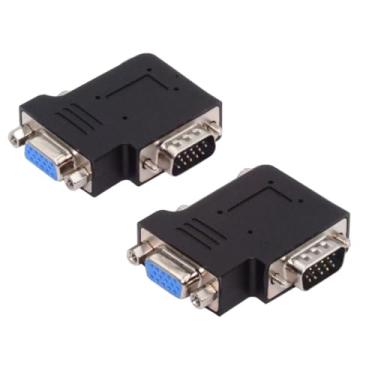 Imagem de chenyang Pacote com 2 conectores VGA, VGA SVGA D-Sub HDB15Pin 90 graus para esquerda/direita, adaptador de conector de matriz gráfica de vídeo para monitor/projetor/gráficos